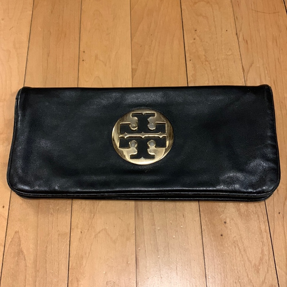 Vintage Tory Burch Leather Fold Over Wallet Clutch